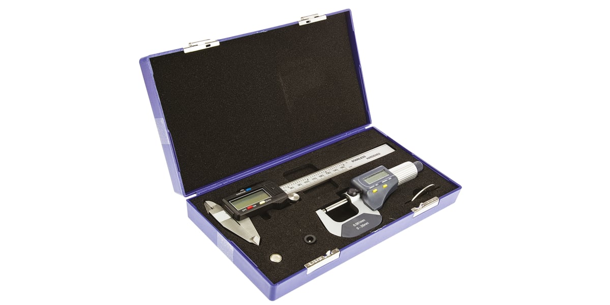Product image for RS PRO Metric & Imperial Digital Caliper, Micrometer Measuring Set