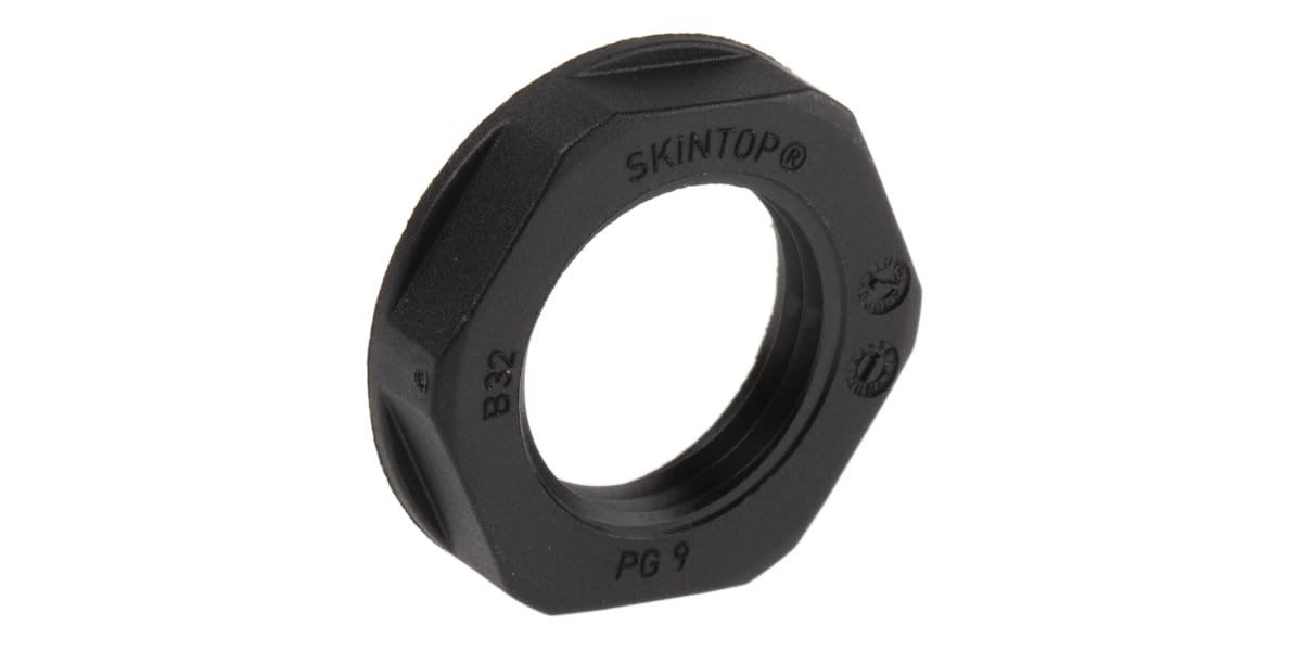 Product image for Locknut, nylon, black, PG9, IP68