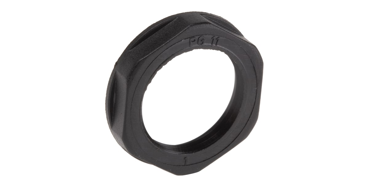 Product image for Locknut, nylon, black, PG11, IP68