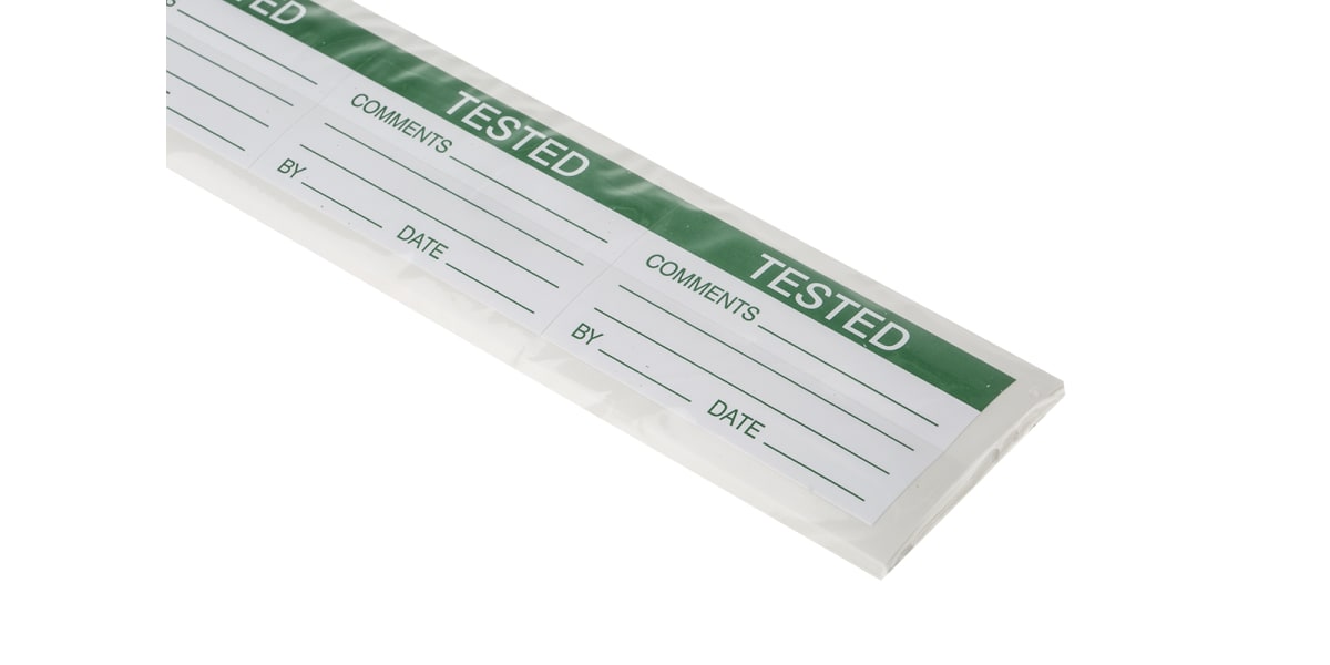 Product image for Grn vinyl large write-on label 'TESTED'