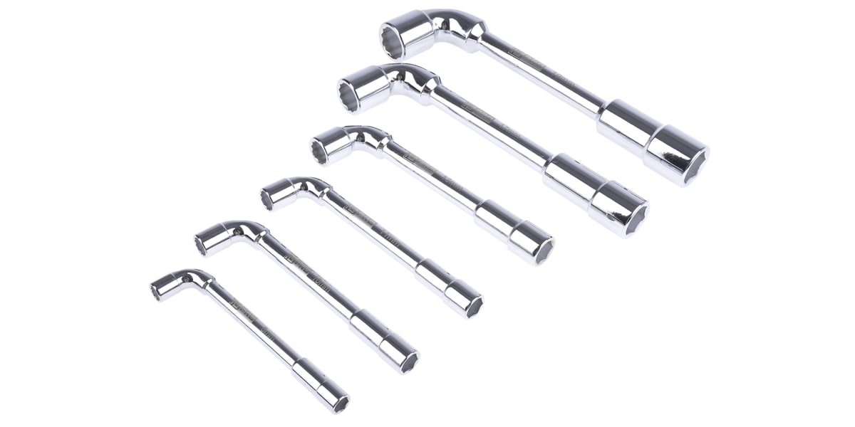 RS PRO 6 Piece Chrome Vanadium Steel Tubular Box Spanner Set RS
