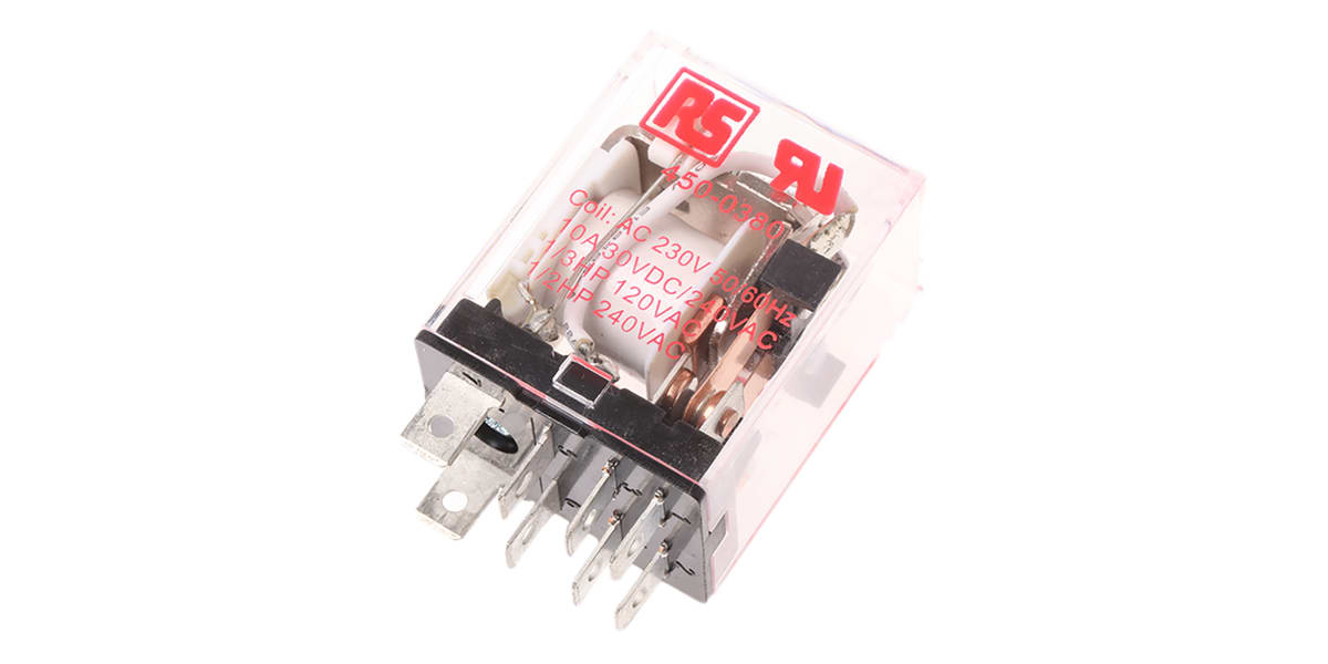 Product image for LED Indicating relay, 10A DPDT 230Vac