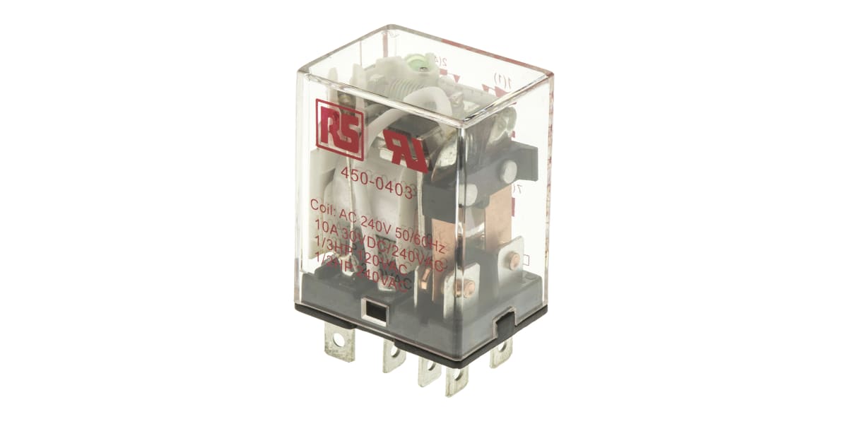 Product image for LED Indicating relay, 10A DPDT 240Vac