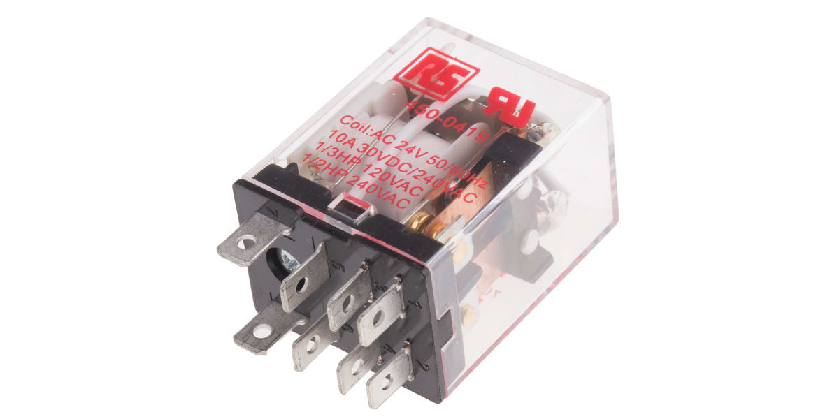 Product image for LED INDICATING RELAY, 10A DPDT 24VAC