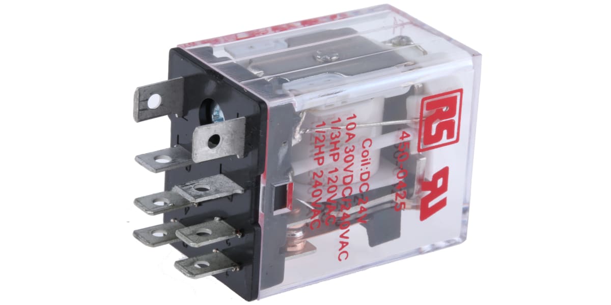 Product image for LED Indicating relay, 10A DPDT 24Vdc