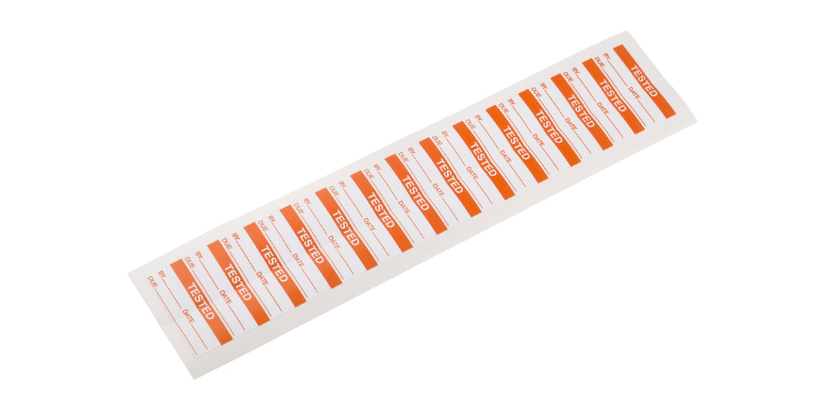 Product image for Orange monthly write-on label 'TESTED'