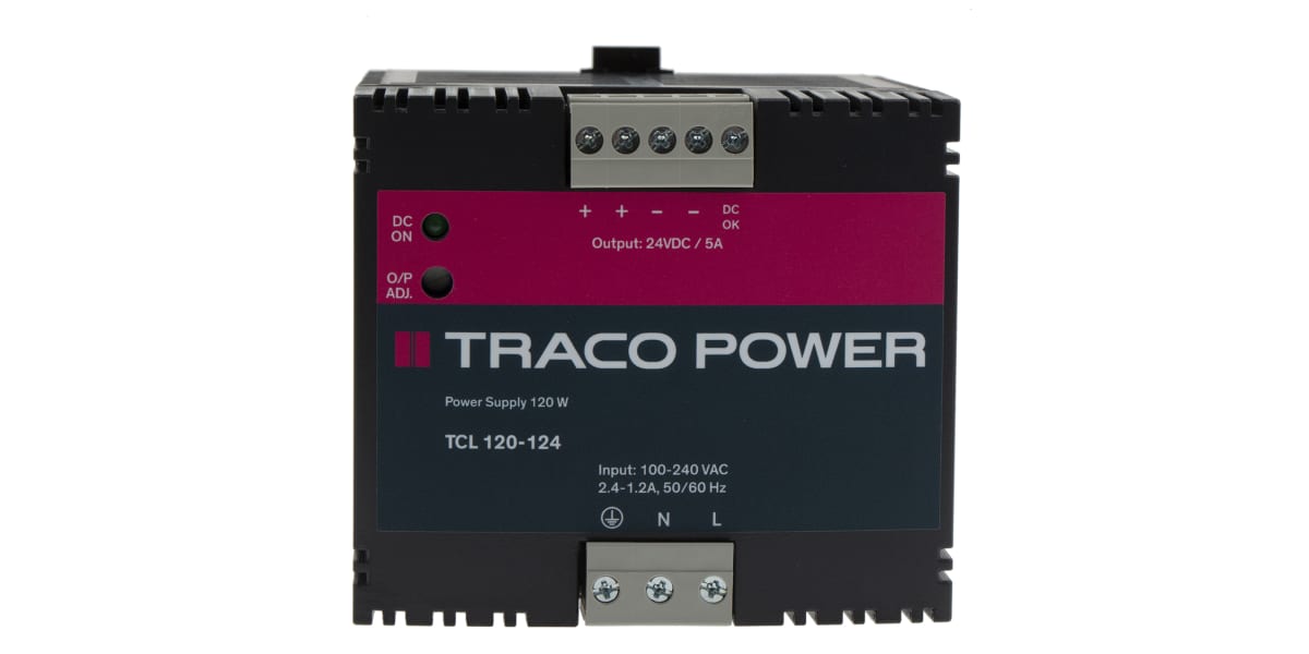 Product image for TCL DIN rail univ i/p SMPSU,24V 120W.