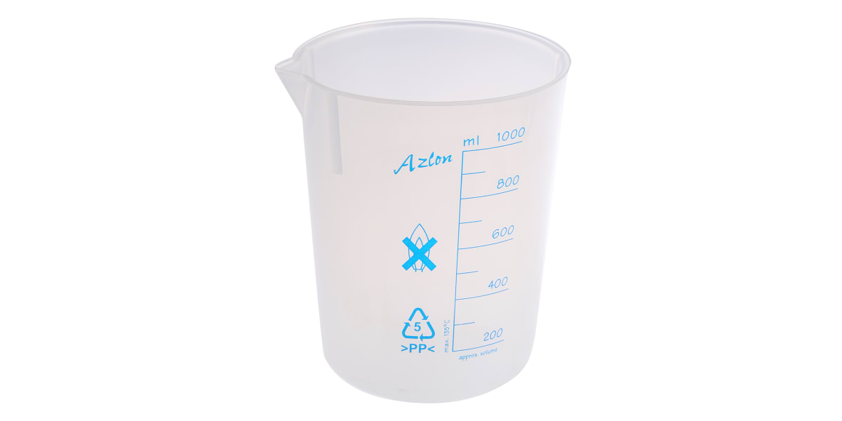 Product image for PP beaker w/printed graduations,1000ml