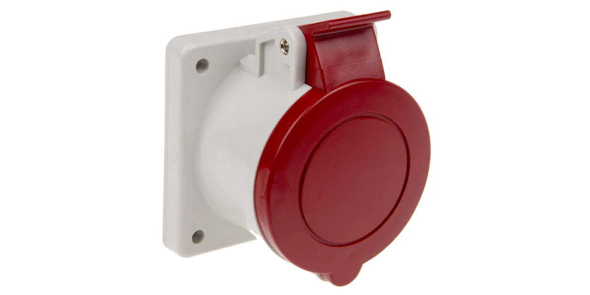 Product image for IP44 3PN+Estraight panel socket,16A 400V