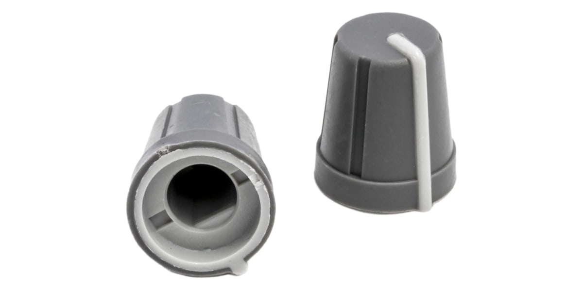 Product image for Knob soft touch 6.35mm D shaft Grey/Grey