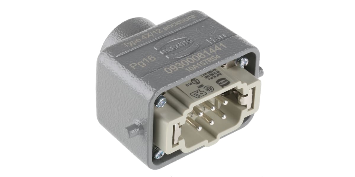 Product image for 6 way top entry hooded plug,16A PG16