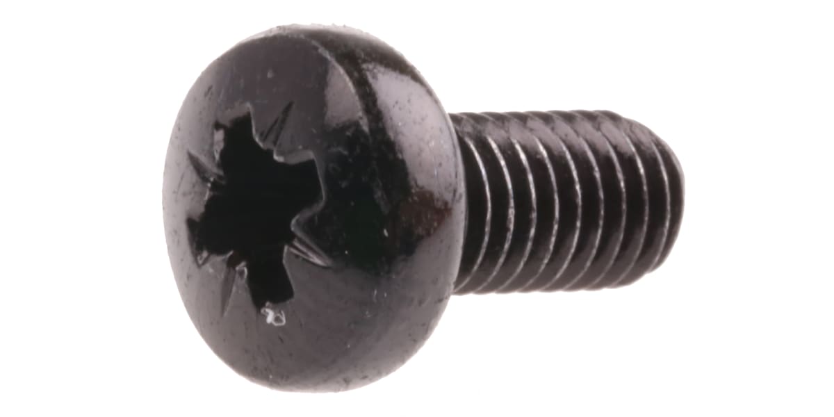 Product image for Black steel cross pan head screw,M5x10mm