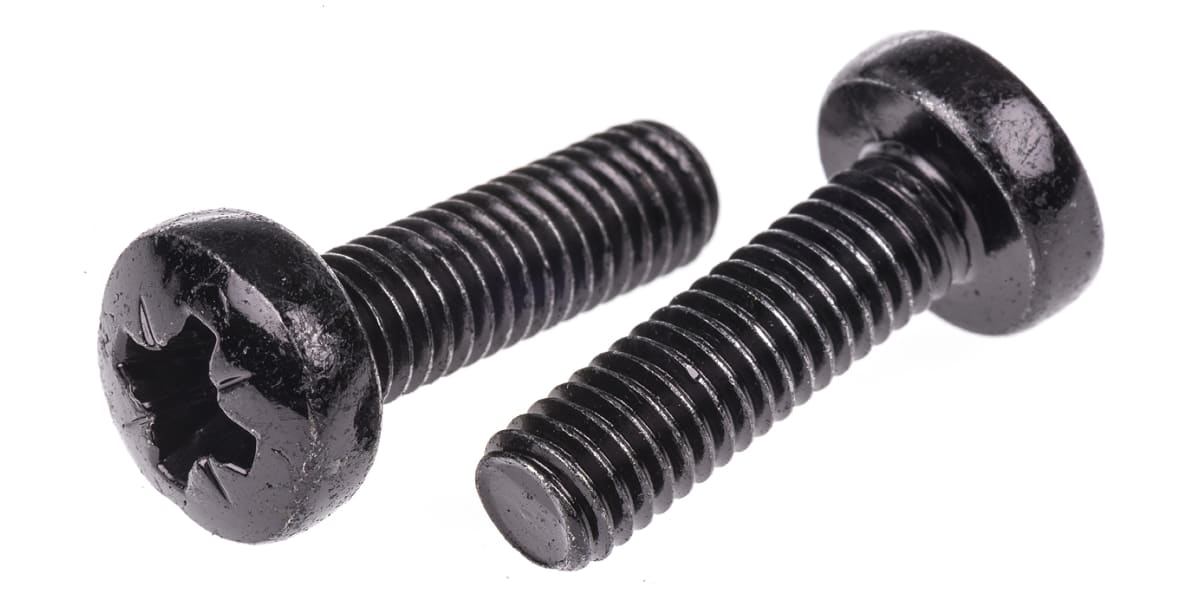 Product image for Black steel cross pan head screw,M6x20mm