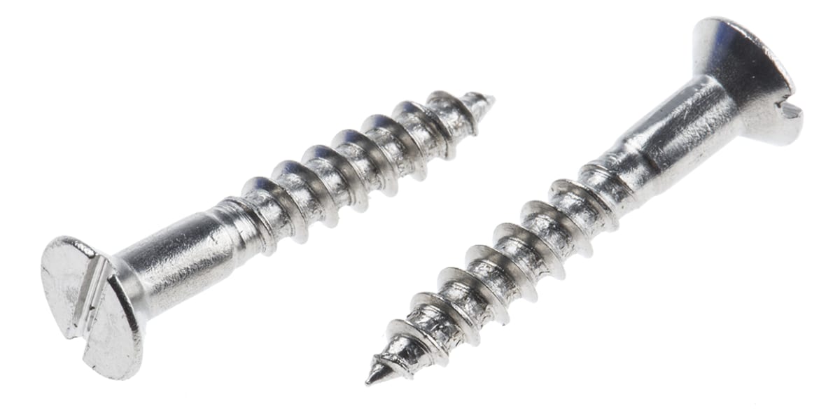 Product image for No8 x 1in s/steel,slotted wood screw