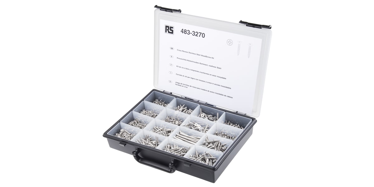 Product image for 1250,s/steel wood screw kit,cont Csk,Pz