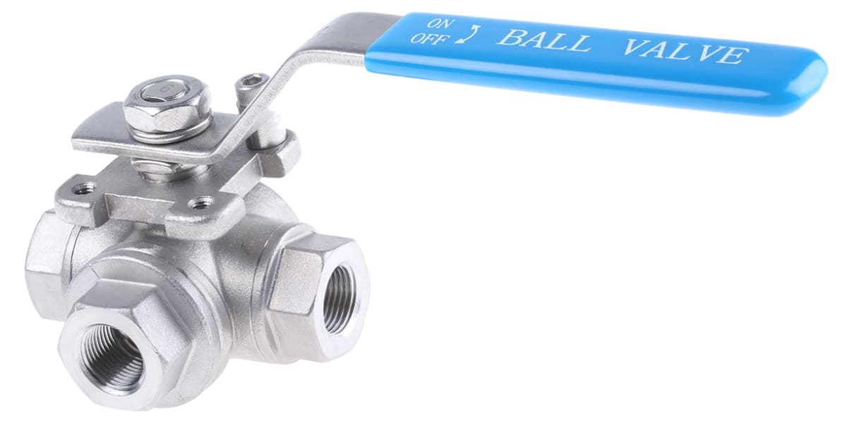 Product image for S/steel T port ball valve,3/8in BSP F