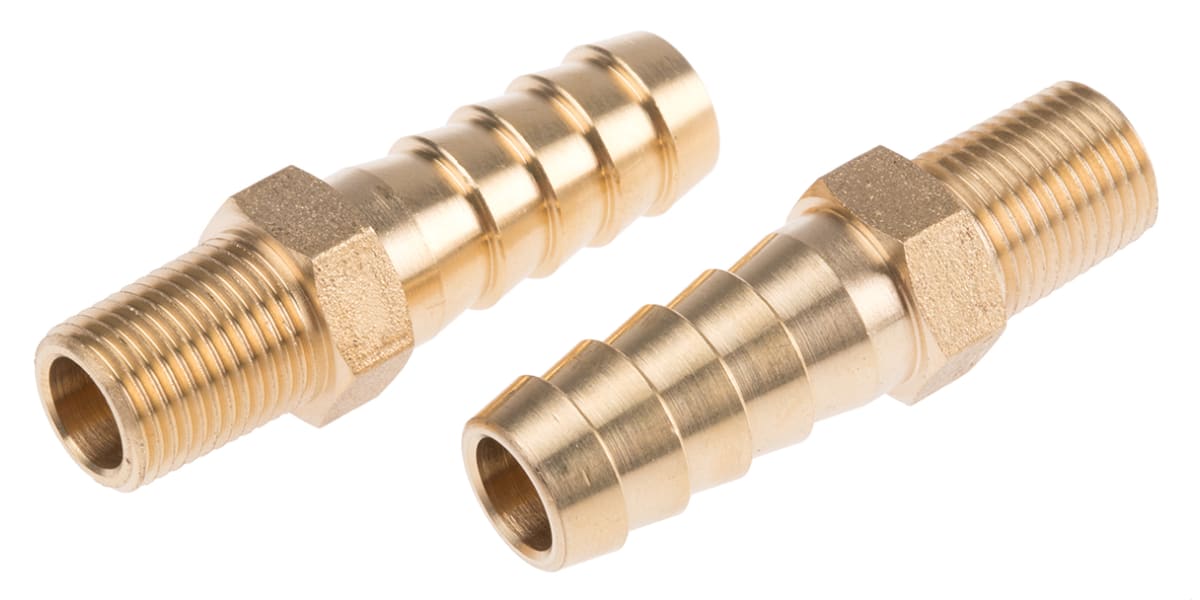 Product image for Brass hose tail,1/8 BSPP male 3/8in ID