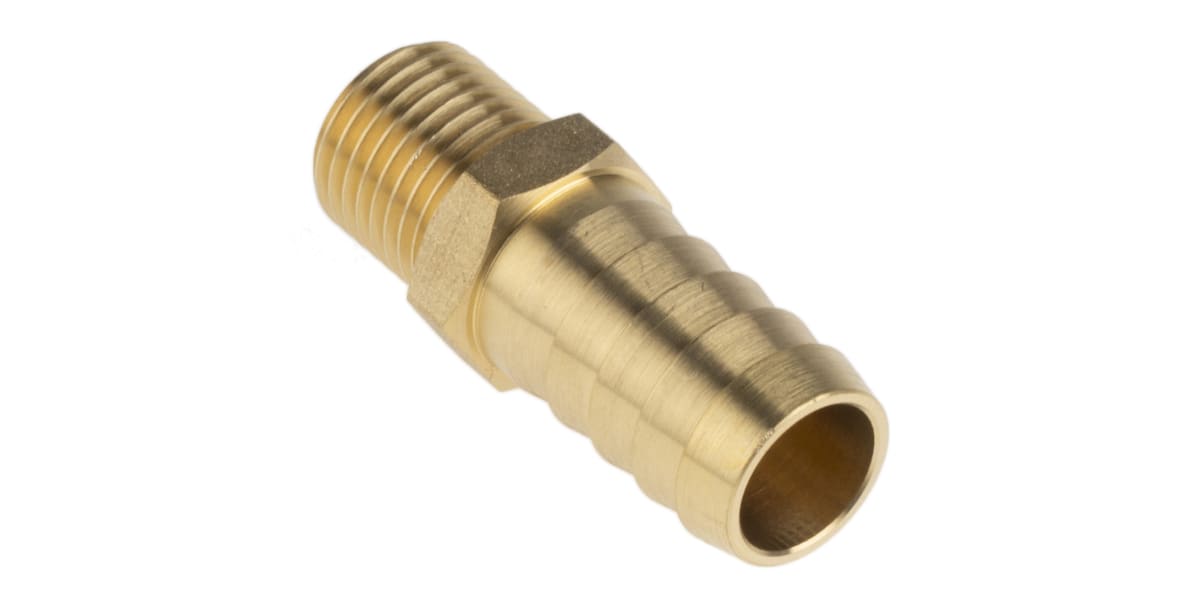 Product image for Brass hose tail,1/4 BSPP male 1/2in ID