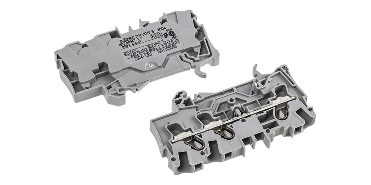 Product image for DIN RAIL TERMINAL 3 X 4 MM2 GREY