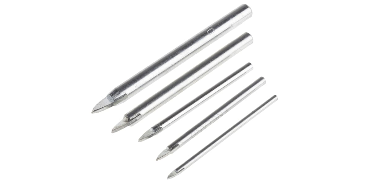 Product image for 5 piece fluteless glass metric drill set