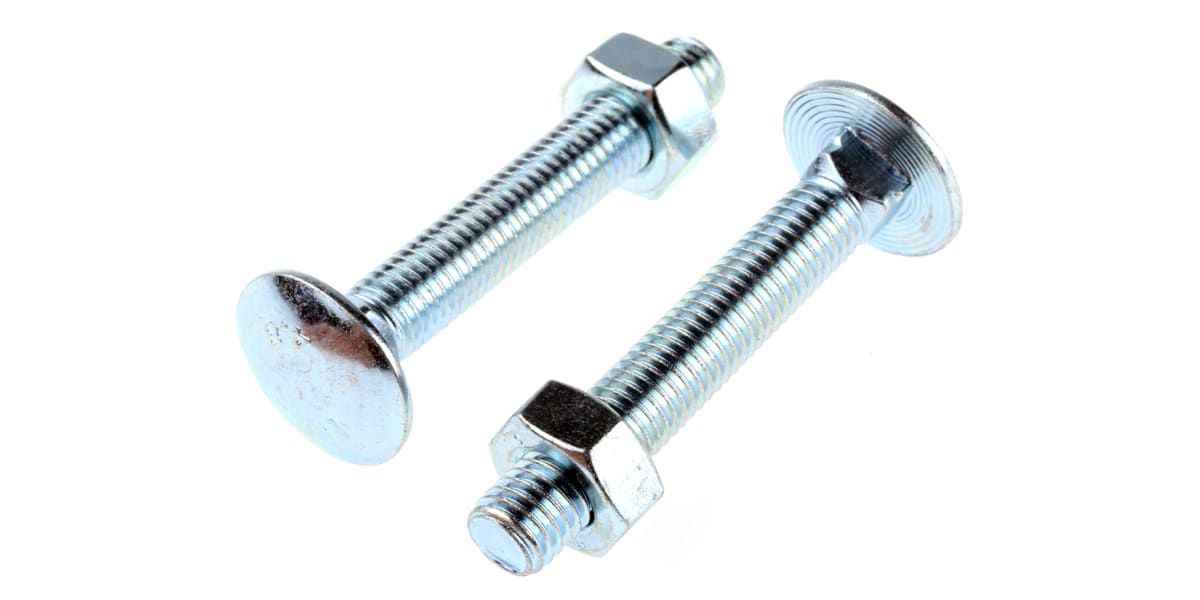 Product image for Carriage bolts & nuts,BZP,M10 x 65mm