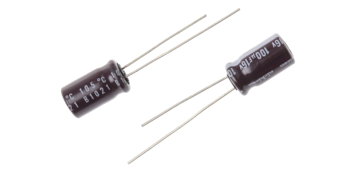 Product image for Nichicon 100μF Electrolytic Capacitor 16V dc, Through Hole - UPS1C101MED