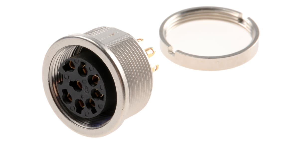 Product image for DIN SOCKET,IP68,8WAY,FRONT MOUNT