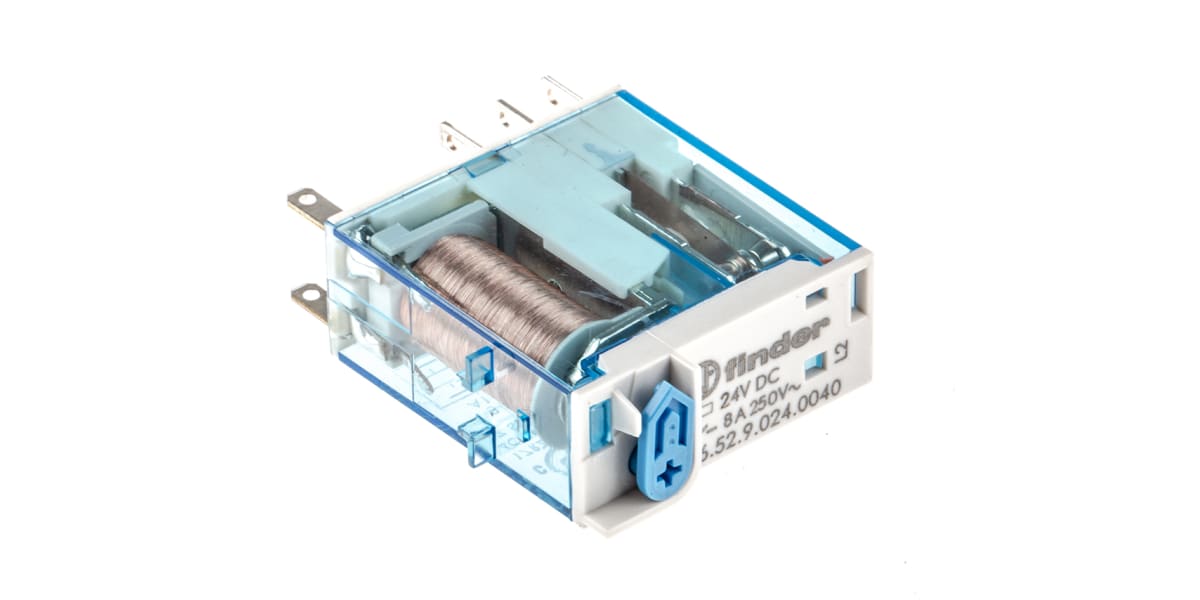 Product image for Plug in relay w/ flag, 8A, 24Vdc, DPDT