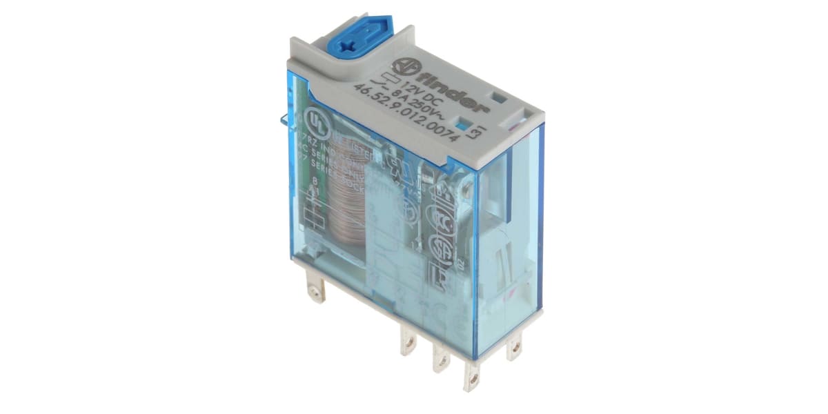 Product image for Plug in relay w/ LED, 8A, 12Vdc, DPDT