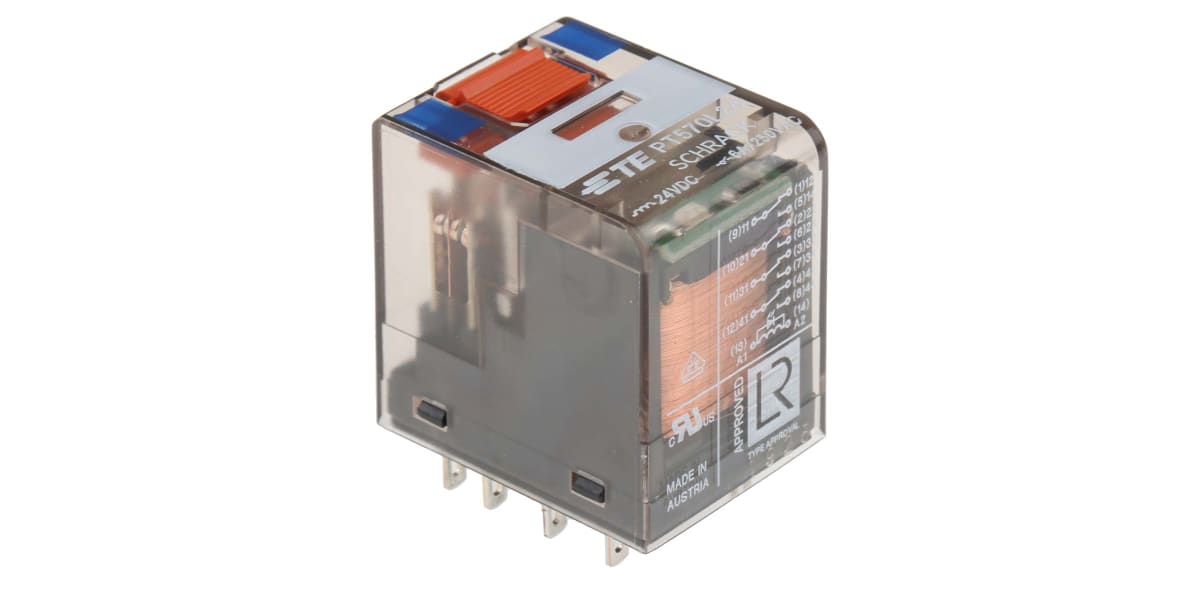 Product image for Plug-in relay w/ LED,6A 4PDT 24dc coil