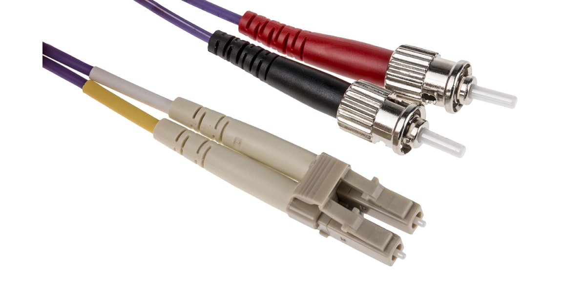 Product image for LC-ST OM3 duplex Purple  5m patchcord