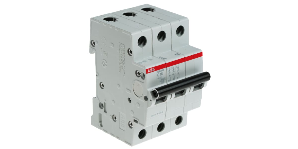 Product image for SH200 MCB 16A 3 Pole Type C 6kA