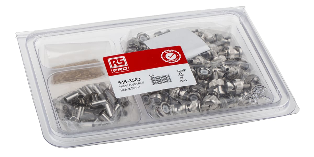 Product image for NiPt BNC crimp plug bulk kit-RG58 cable