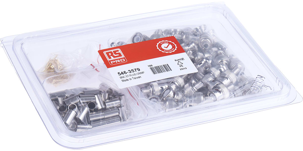 Product image for NiPt BNC crimp plug bulk kit-RG59 cable