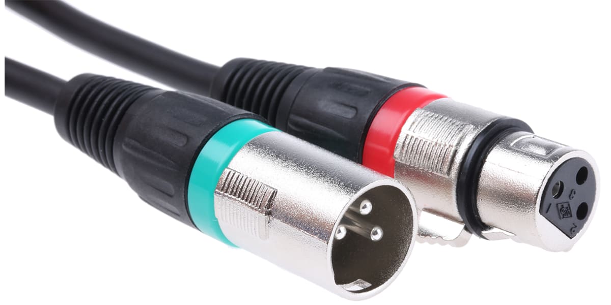 Product image for Ni finish XLR plug to socket cable,3m