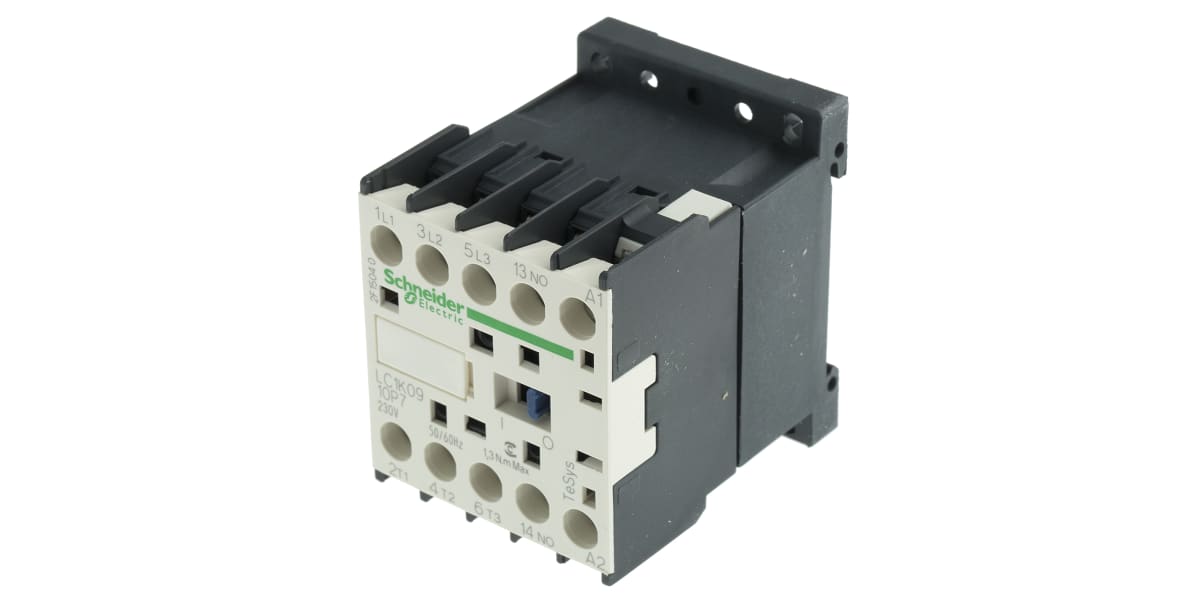 Product image for 3 pole contactor,4kW,9A,230Vac,1NO