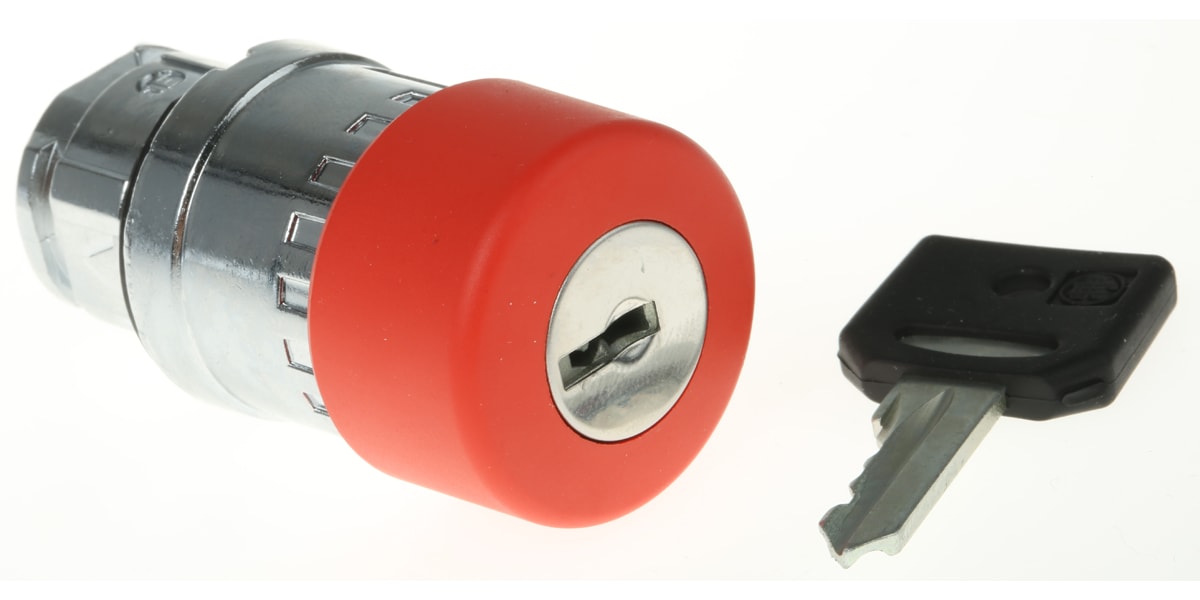 Product image for Schneider Electric Panel Mount Emergency Button - Key Reset, Mushroom Head