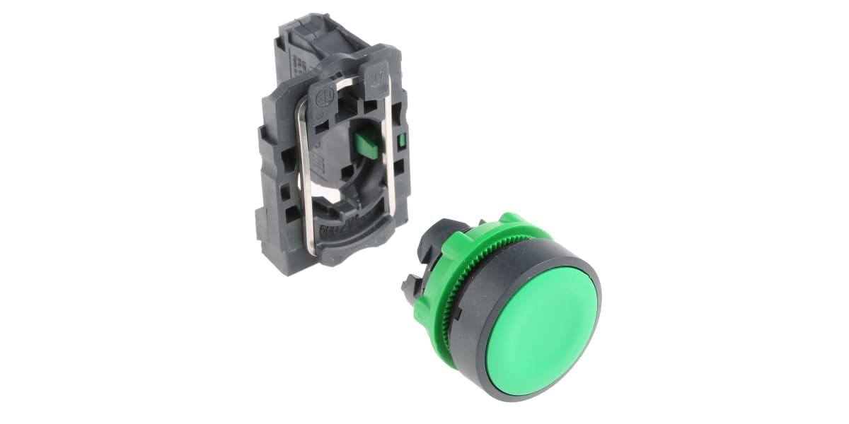 Product image for Push button Green 1NO Flush, Plastic