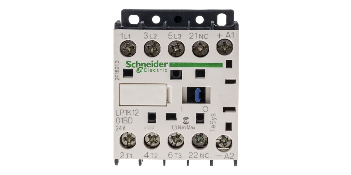 Product image for Schneider Electric TeSys K LP1K 3 Pole Contactor - 12 A, 24 V dc Coil, 3NO, 5.5 kW