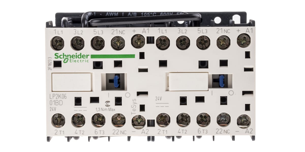 Product image for 3 pole Rev contactor,3kW,6A,24Vdc,1NC