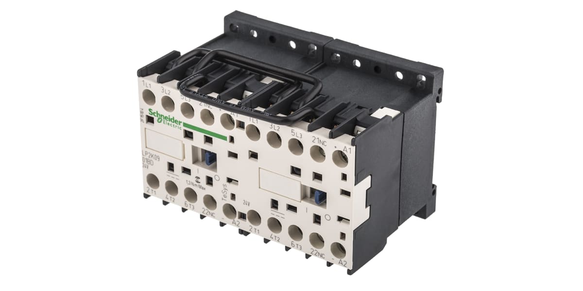 Product image for 3 pole Rev contactor,4kW,9A,24Vdc,1NC