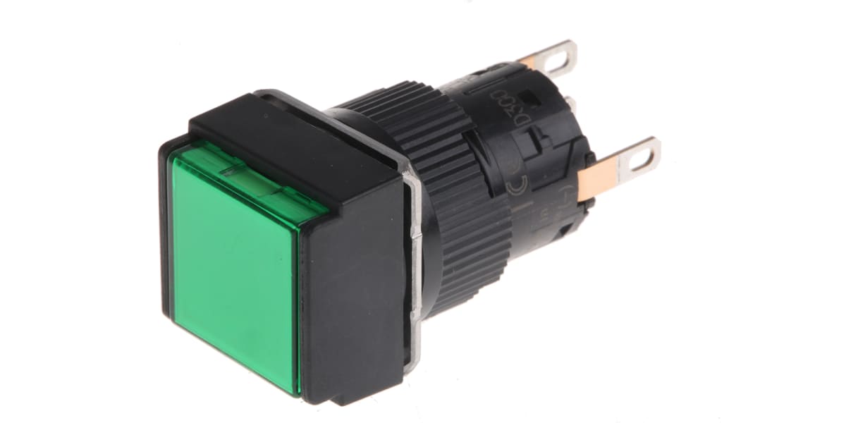 Product image for Push button Square 16mm 1CO Green LED