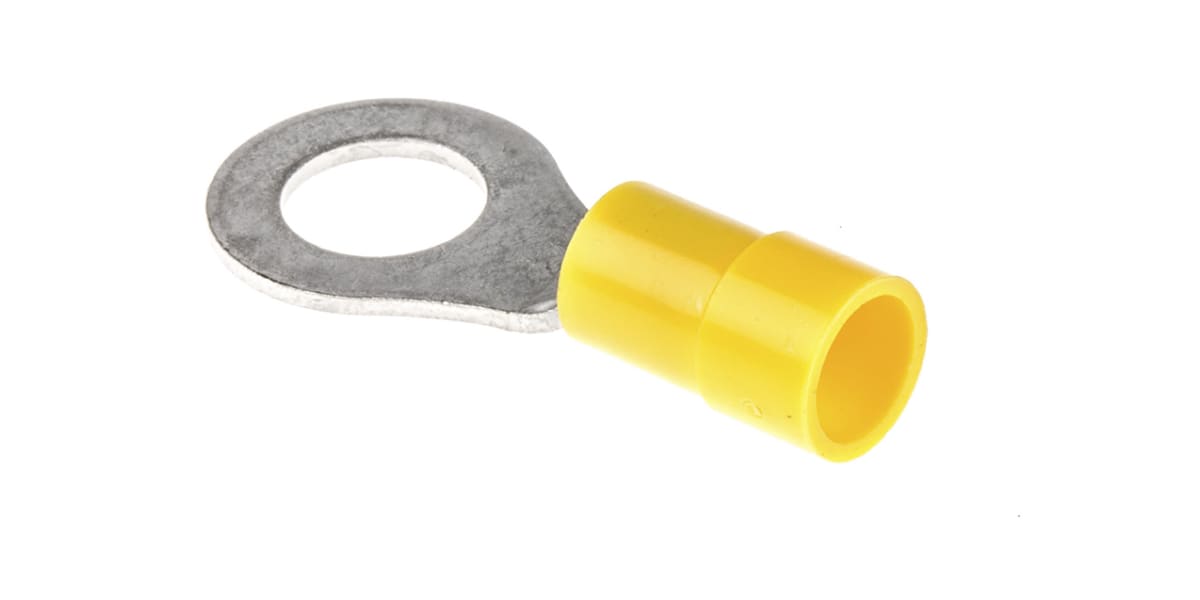 Product image for Yellow M8 ring terminal,4-6sq.mm wire