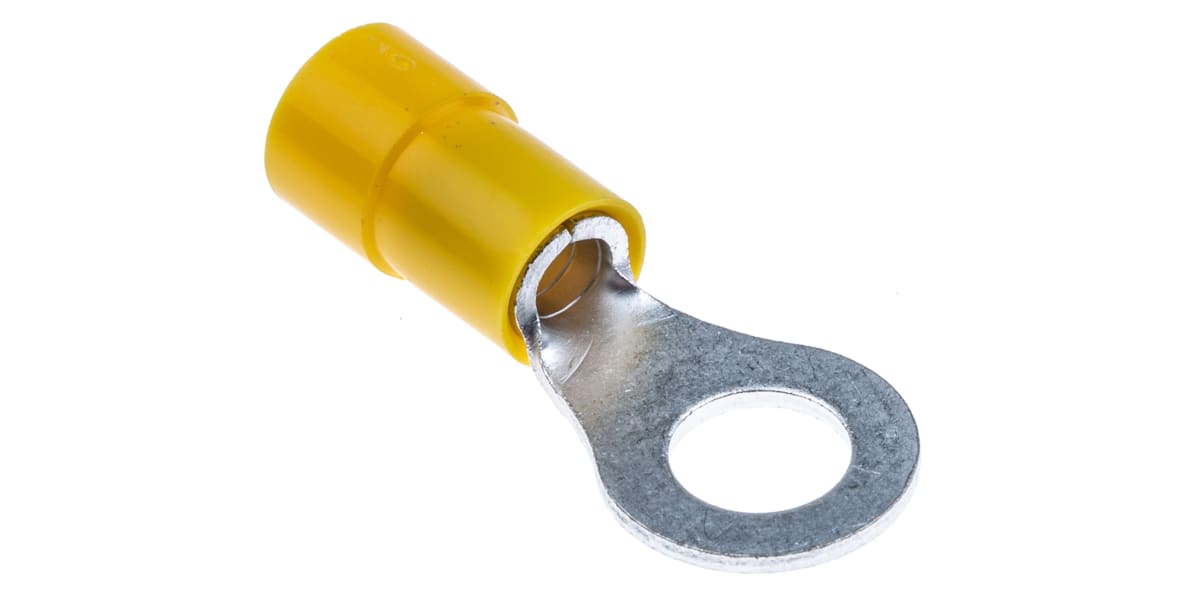 Product image for Yellow M6 ring terminal,4-6sq.mm wire