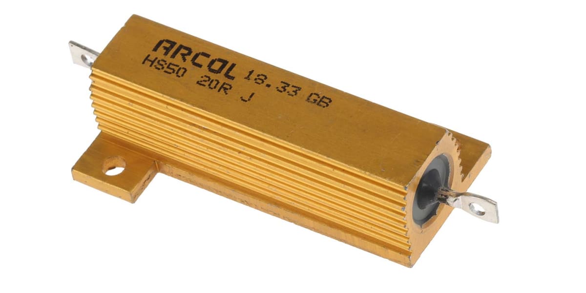 Product image for Arcol HS50 Series Aluminium Housed Axial Wire Wound Panel Mount Resistor, 20Ω ±5% 50W