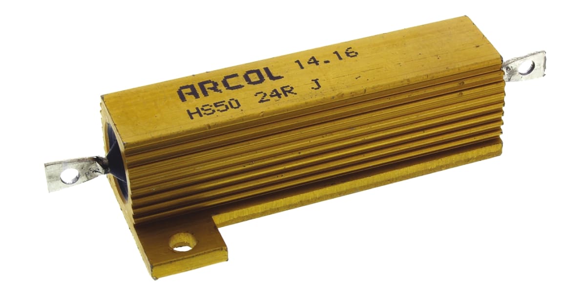 Product image for Arcol HS50 Series Aluminium Housed Axial Wire Wound Panel Mount Resistor, 24Ω ±5% 50W