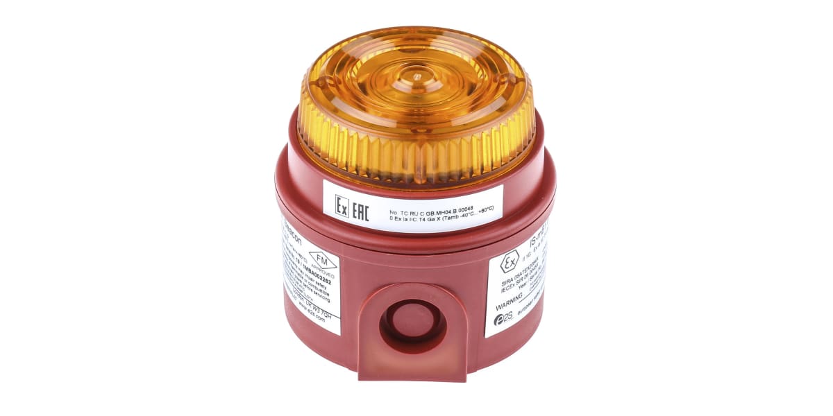 Product image for e2s IS-mB1 Amber LED Beacon, 24 V dc, Flashing, Surface Mount