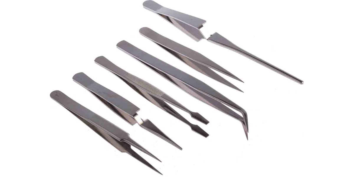 6 Piece Fine Point Tweezer Set for Electrical, Soldering