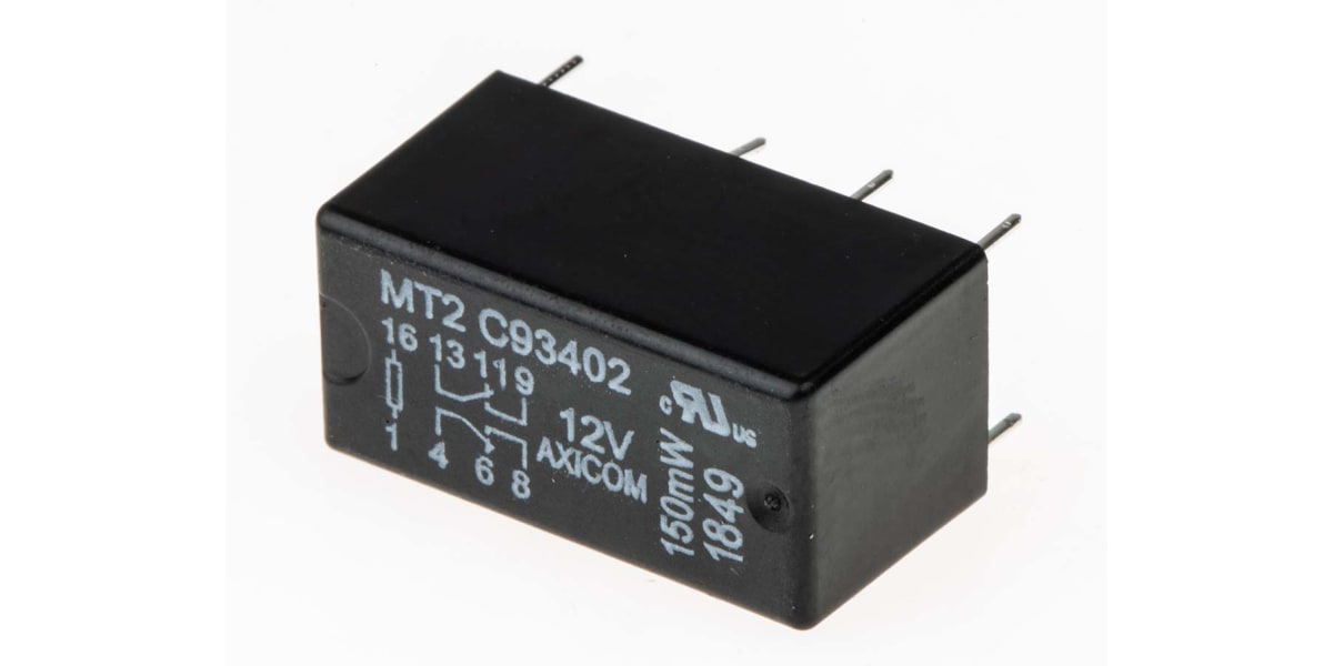 Product image for Telecom relay 2c/o 2A, 12Vdc 150mW