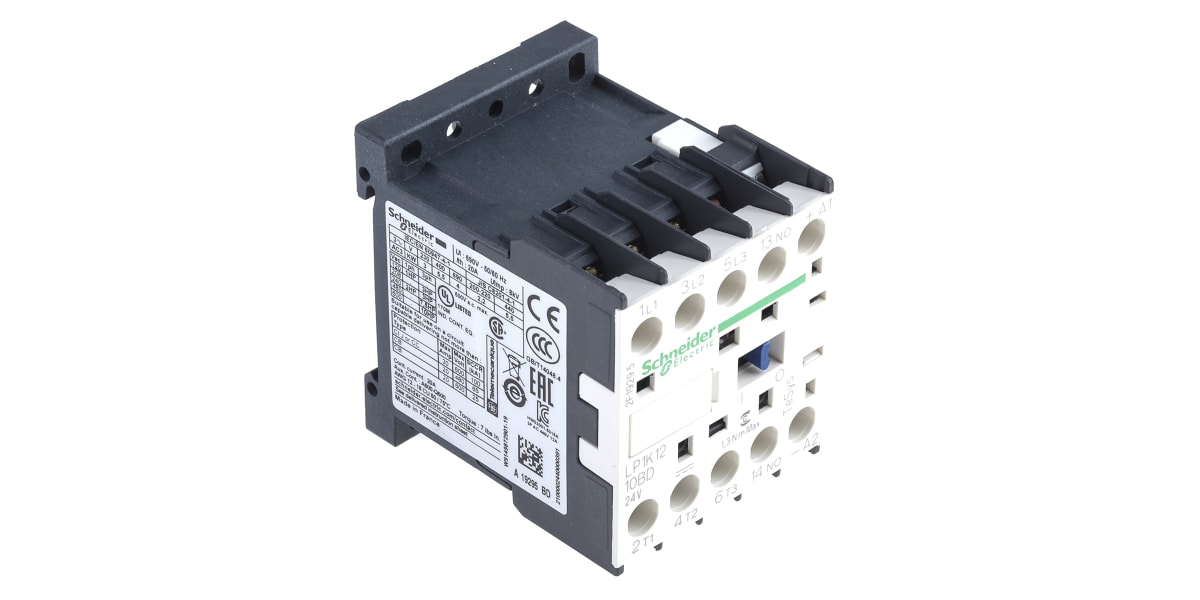 Product image for Schneider Electric TeSys K LP1K 3 Pole Contactor - 12 A, 24 V dc Coil, 3NO, 5.5 kW